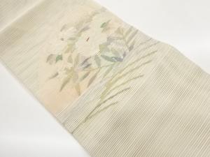 絽綴れ花葉に地紙模様織出し名古屋帯